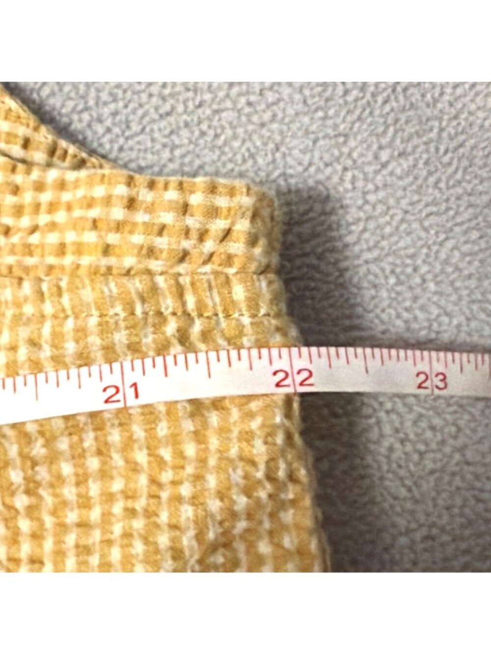 Vtg Seersucker Woolrich XL Sleeveless Button-Up Yellow Gingham Shirt Casual - Picture 5 of 6
